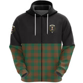 Menzies Green Ancient Clan Half Of Tartan Zipper Hoodie